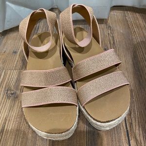 Madden Girl Rose Gold Glitter Sandal/Heels